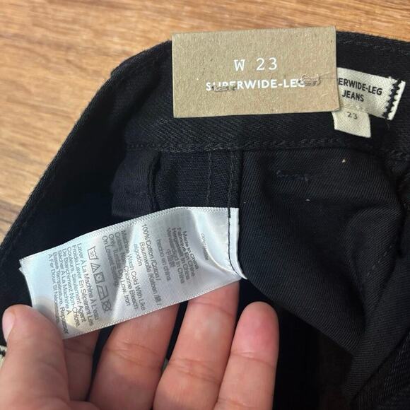 NWT Madewell Superwide-Leg Trouser Jeans In Black Rinse Wash Size 23 - Picture 7 of 9